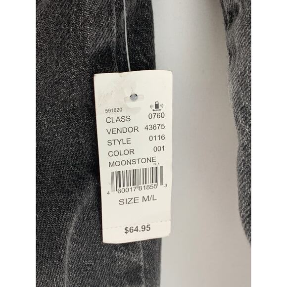 PacSun Sherpa Lined Denim Jean Jacket Womens Size Medium Large Black Moonstone - Picture 6 of 8